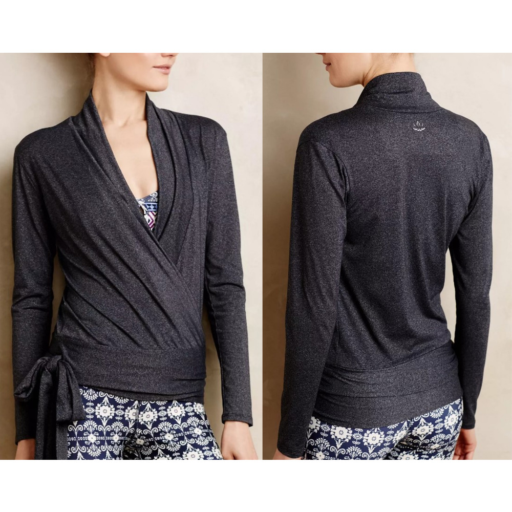 Beyond Yoga Women's Ethereal Gray Ballet Wrap cardigan lightweight one s…